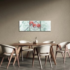 Tablou cu măcieșe înghețate (cu ceas) (90x30 cm)