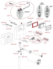 Rezervor wc incastrat Alcadrain, Basicmodul Slim, montare in zidarie, pentru wc stativ, 8.4 cm