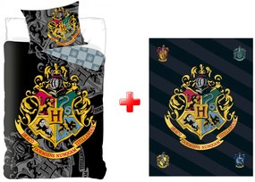 Harry Potter Houses set lenjerie și pătură polar
