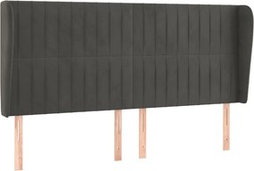 vidaXL Tăblie de pat cu aripioare gri închis 163x23x118/128 cm catifea