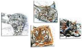 Set tablouri animale în design frumos de acuarelă