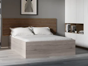 Pat BELLA 140 x 200 cm, stejar trufa Saltele: Cu saltele Somnia 18 cm, Somiera pat: Cu lamele drepte