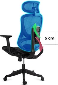 Scaun ergonomic SYYT 9518 negru, brațe 3D și șezut culisabil