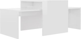 vidaXL Set măsuțe cafea, alb extralucios, 100x48x40 cm, lemn prelucrat