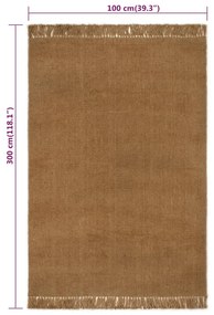 Covor traversa cu ciucuri, 100x300 cm cm, iuta 100 x 300 cm