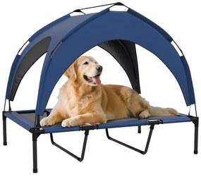 PawHut Pat Înălțat Racoritor pentru Câini, Design Portabil, Ideal pentru Vară, cu Plasă Respirabilă, 106x76x94cm, Albastru Închis | Aosom Romania
