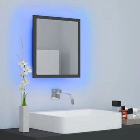 Oglinda de baie cu LED, gri, 40x8,5x37 cm, lemn prelucrat Gri