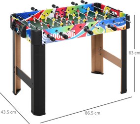 HOMCOM Masă de Fotbal cu 2 Panouri de Scor, din Lemn, Oțel Inoxidabil și Plastic, 86.5x43.5x63 cm, Multicolor | Aosom Romania