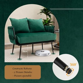 CAV1 - Canapea dubla 109 cm, bancuta, divan, fotoliu, sofa, bancheta, banca living, dormitor, hol - Verde - Negru