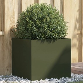 vidaXL Jardinieră, verde măsliniu, 49x47x46 cm, oțel