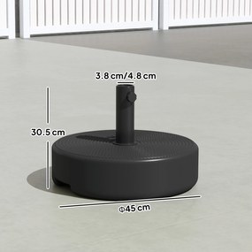 Outsunny Picior pentru umbrelă, soclu exterior umplabil până la 19 kg cu nisip sau 15 kg cu apă, Ø 45 x 30,5 cm, negru | Aosom Romania
