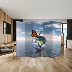 Paravan - Fluture pe bilă din sticlă (210x170 cm)