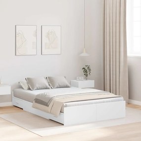 vidaXL Cadru de pat cu depozitare cu sertar cu headboard cu depozitare Alb 120 x 190 cm