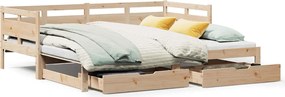 vidaXL Pat de zi cu extensie și sertare fără saltea, 90x190 cm