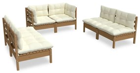 3096211 vidaXL Set mobilier de grădină cu perne, 6 piese, lemn masiv de pin