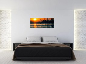 Tablou - Apus de soare la lac (120x50 cm)