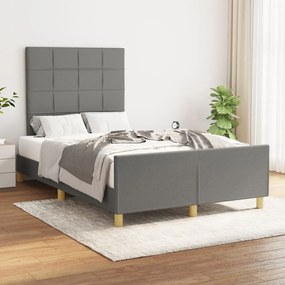 Cadru de pat cu tablie, gri inchis, 120x200 cm, textil Morke gra, 120 x 200 cm, Cu blocuri patrate