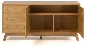 Comodă în culoare naturală joasă cu aspect de lemn de stejar 149x75 cm Kensal – Woodman