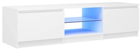 Comoda TV cu lumini LED, alb, 140x40x35,5 cm