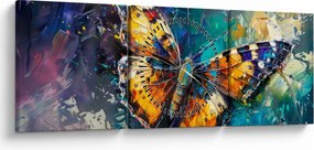 Tablou - Fluture, pictură în ulei (cu ceas) (90x30 cm)