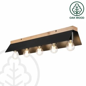 Plafonieră ESME 5xE27/15W/230V negru/stejar