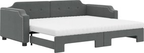 vidaXL Pat de zi cu extensie și saltele, gri închis, 100x200 cm textil