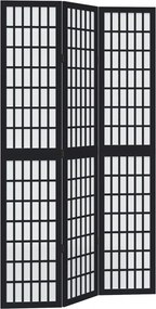 vidaXL Paravan de cameră cu 3 panouri, negru, lemn masiv paulownia