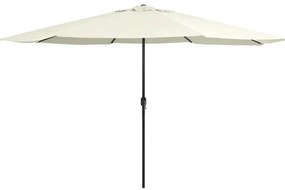 vidaXL Umbrelă de soare de grădină, stâlp metalic, alb nisipiu 390 cm