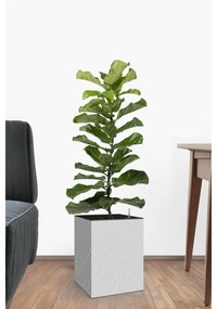 Ghiveci cu auto-udare Flower Lover CubicoStone alb, 27 x 42 cm