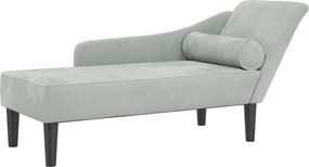 vidaXL Fotoliu șezlong cu perne, gri deschis, catifea