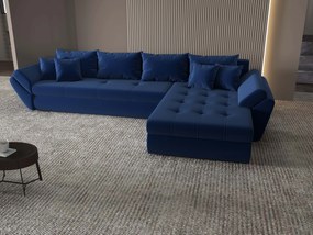 Colțar extensibil dumonde cu ladă de depozitare si sezut confortabil din spuma high-density, Loana XL Royal Albastru II 335x185 cm
