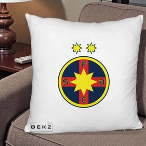 Perna Personalizata FCSB Fotbal Club Steaua Bucuresti, 40x40 cm, Alb Pufos, Husa Detasabila, Perna Inclusa, BEKZ®