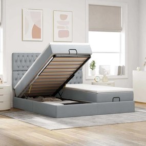 vidaXL Cadru de pat otoman cu saltele Gri deschis 160x200cm Material