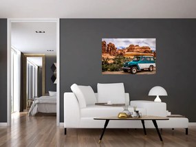 Tablou mașina de teren în munți (90x60 cm)