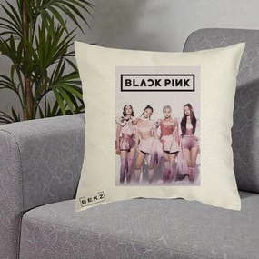 Perna Personalizata K-pop BLACKPINK Poster Roz Tinute Coordonate, 40x40 cm, Ecru, Husa Detasabila, Perna Inclusa, BEKZ®