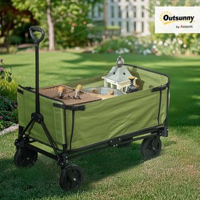 Outsunny Căruț de grădină pliabil 130 L căruț de transport sac detașabil mâner telescopic rotativ 90 x 50 x 60 cm negru | Aosom Romania