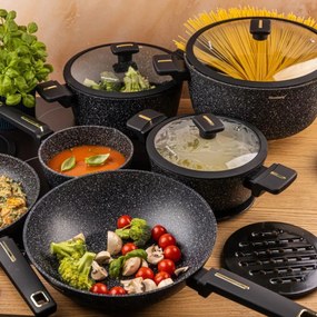 Set oale marmorate cu capace 12 peise Klausberg KB-7968, negru