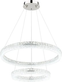 Globo 67387-72 - Lustră LED dimmabilă suspendată pe cablu LAUREL 72W/230V, sticlă transparentă + telecomandă