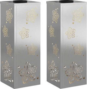 vidaXL Lumină LED Solară pentru Alei 2 pcs Argintiu Oţel inoxidabil