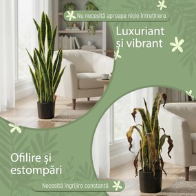 Outsunny Sansevieria Artificială în Ghiveci, Plantă Falsă pentru Interior și Exterior cu 21 de Frunze Modelabile, Ø20x90 cm | Aosom Romania