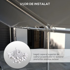 Outsunny Acoperiș pentru Carport 10 x 20 ft, Prelată de Schimb Rezistentă la UV cu Corzi Elastice, Albă | Aosom Romania