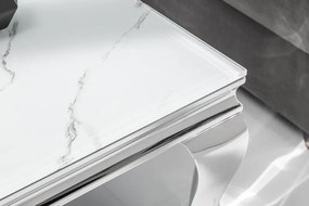 Masuta eleganta Modern Barock 100cm, argintiu/ aspect de marmura