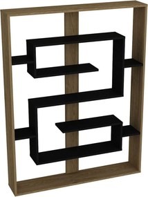 Biblioteca ESTEBAN, stejar/negru, PAL melaminat, 120x22x156 cm