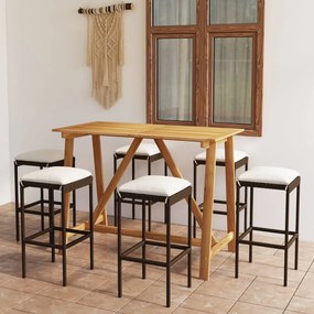 3067965 vidaXL Set mobilier de bar de gradină cu perne , 7 piese , maro