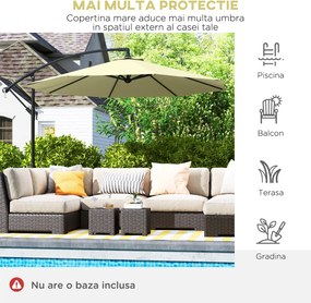 Outsunny Umbrela pentru Gradina Brat Deluxe Inclinabila cu Manivela, Φ3m | Aosom Romania