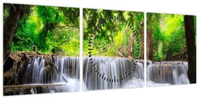 Tablou - cascada din Kanchanaburi, Thailanda (cu ceas) (90x30 cm)