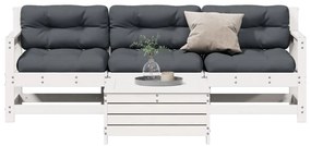 3250797 vidaXL Set mobilier de grădină cu perne, 4 piese alb lemn masiv de pin