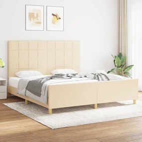 3125078 vidaXL Cadru de pat cu tăblie, crem, 180x200 cm, textil