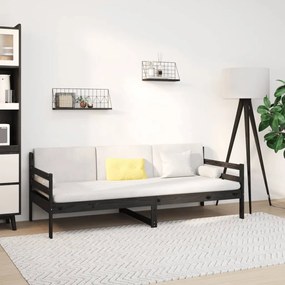 814643 vidaXL Pat de zi, negru, 90x190 cm, lemn masiv de pin