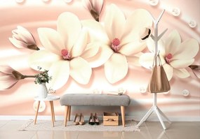 Tapet magnolie de lux cu perle